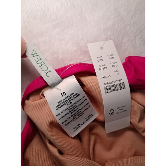 J.Crew Ruched Ruffle One Piece Swimsuit Fuchsia Pink Beach BP222 Size 10 NWT - Picture 3 of 9